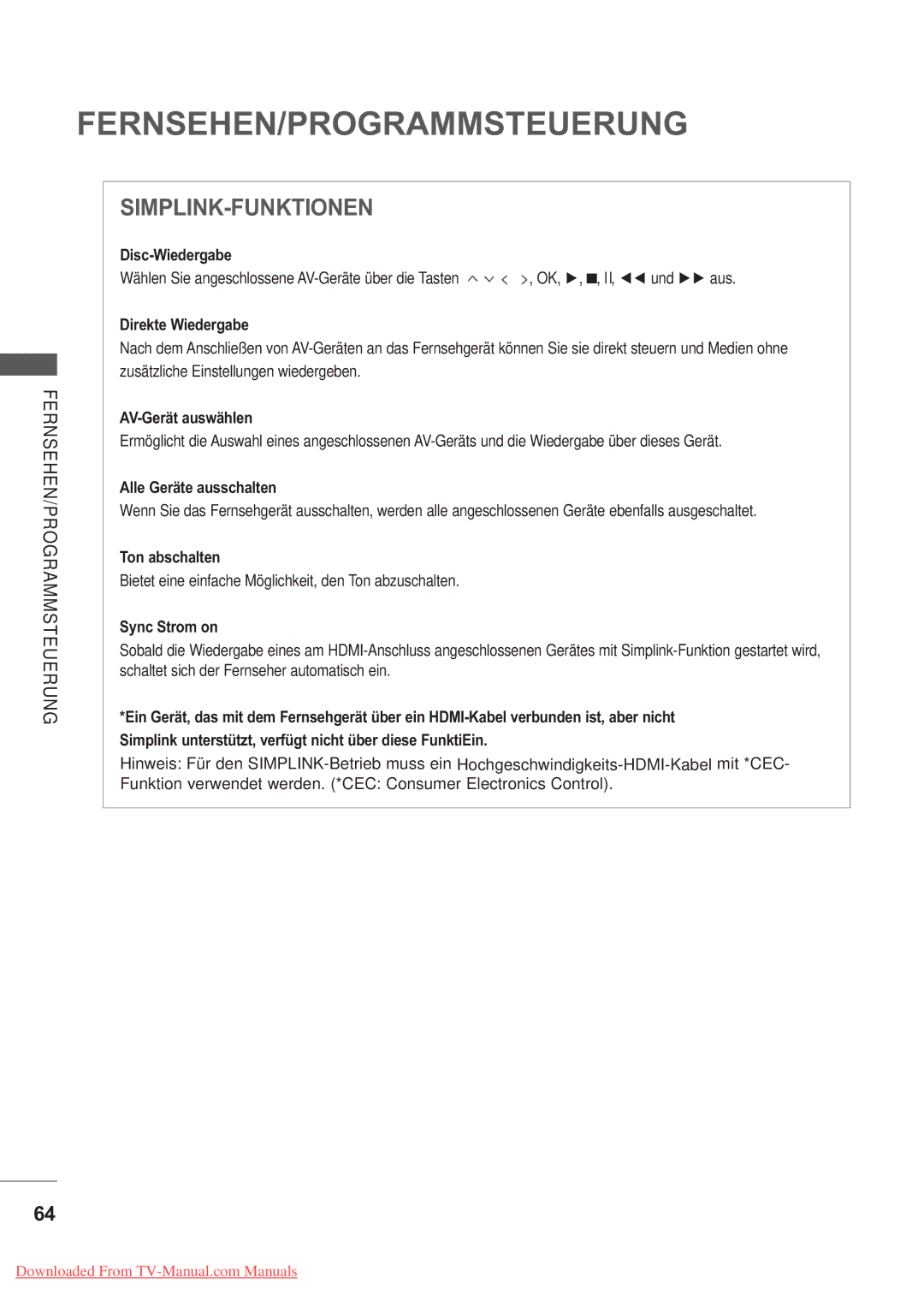 LG Electronics AW-50PG60MS Disc-Wiedergabe, Direkte Wiedergabe, AV-Gerät auswählen, Alle Geräte ausschalten, Sync Strom on 