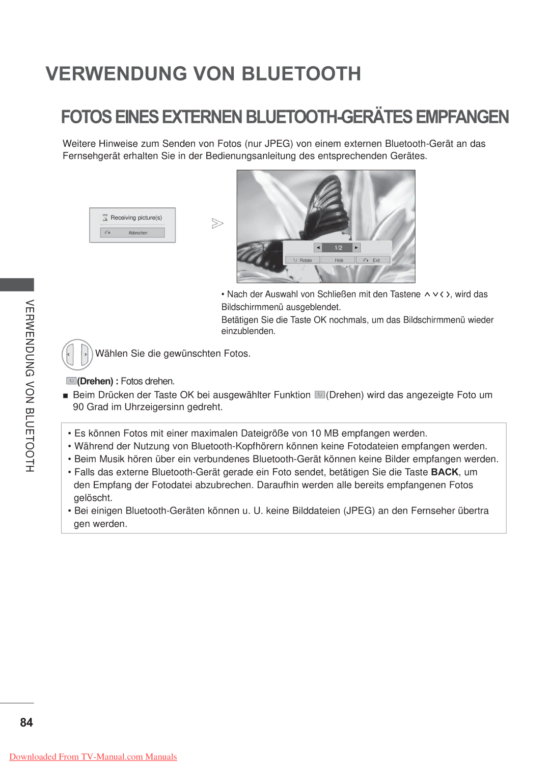 LG Electronics AW-50PG60MS, AW-60PG60MS manual Fotoseinesexternenbluetooth-Gerätesempfangen 