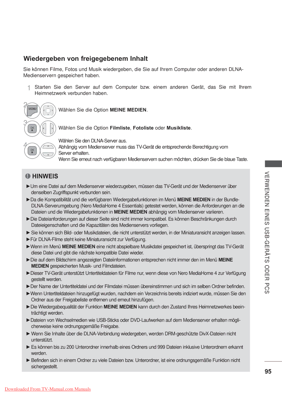 LG Electronics AW-50PG60MS, AW-60PG60MS manual Wiedergeben von freigegebenem Inhalt 