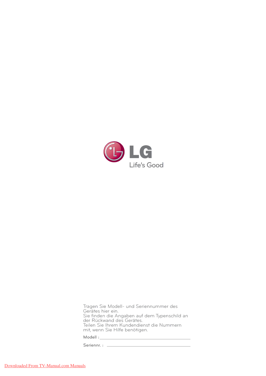 LG Electronics AW-50PG60MS, AW-60PG60MS manual Modell Seriennr 