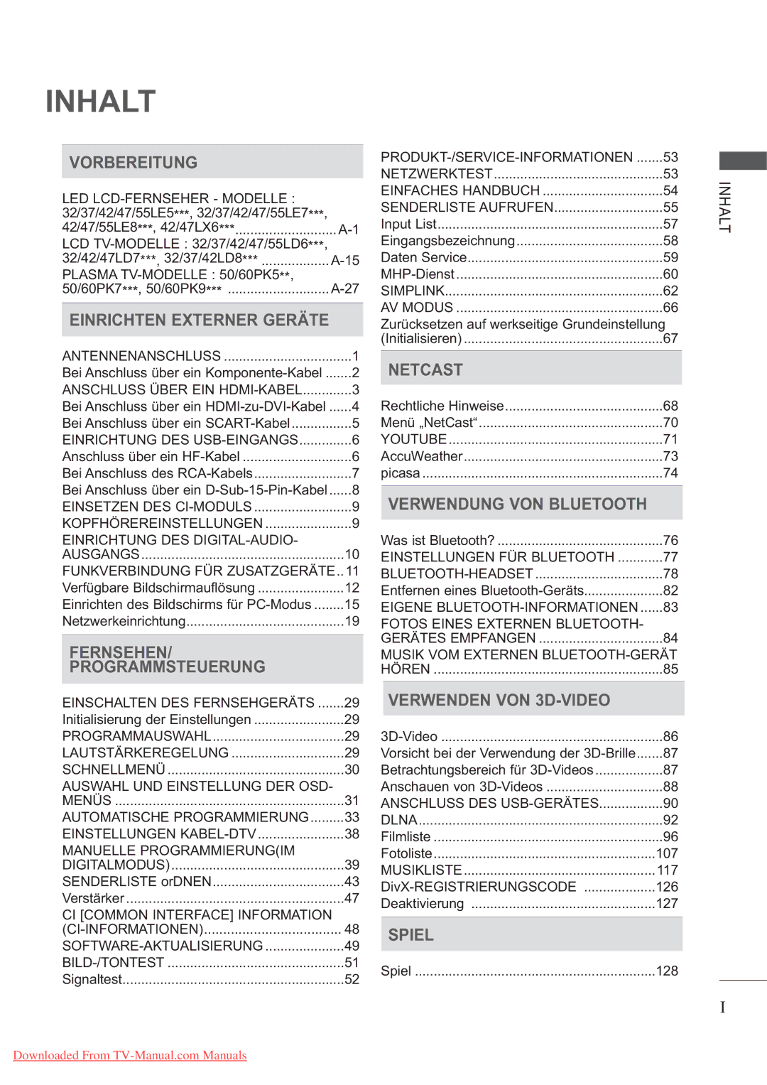 LG Electronics AW-60PG60MS, AW-50PG60MS manual Inhalt 