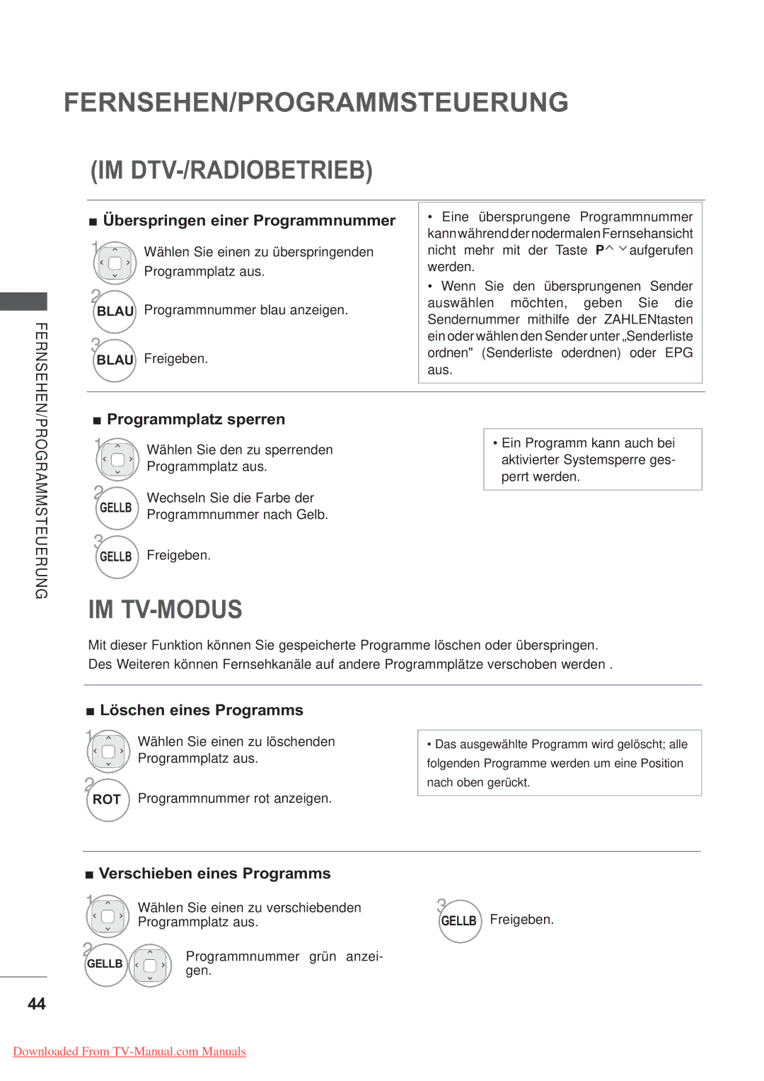 LG Electronics AW-50PG60MS, AW-60PG60MS manual Im Dtv-/Radiobetrieb, Im Tv-Modus 