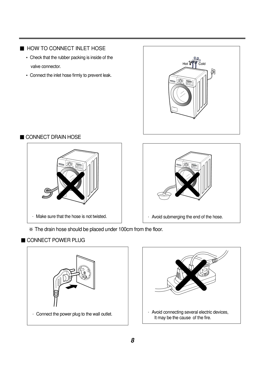 LG Electronics AWD-12312(7)RD, AWD-14312(7)RD service manual HOW to Connect Inlet Hose 