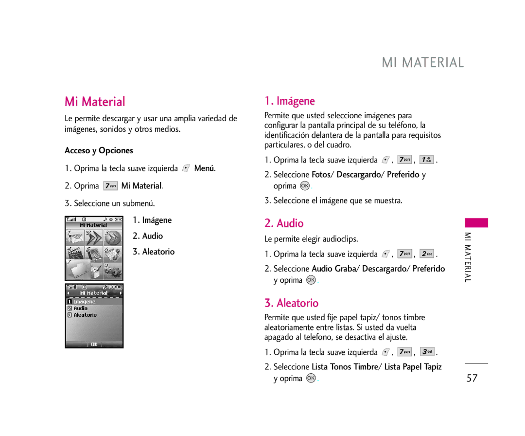 LG Electronics AX245 manual Imágene, Audio, Aleatorio 