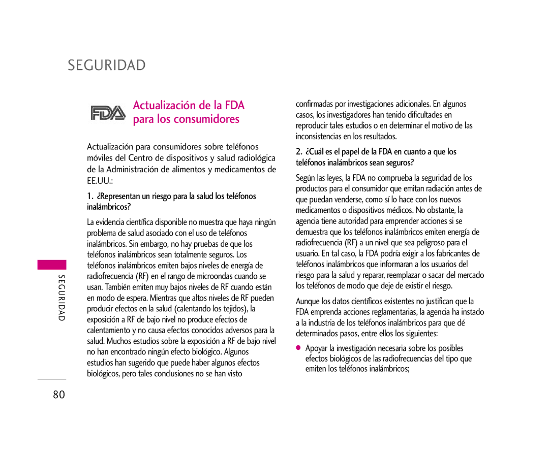 LG Electronics AX245 manual Actualización de la FDA para los consumidores, Inalámbricos? 