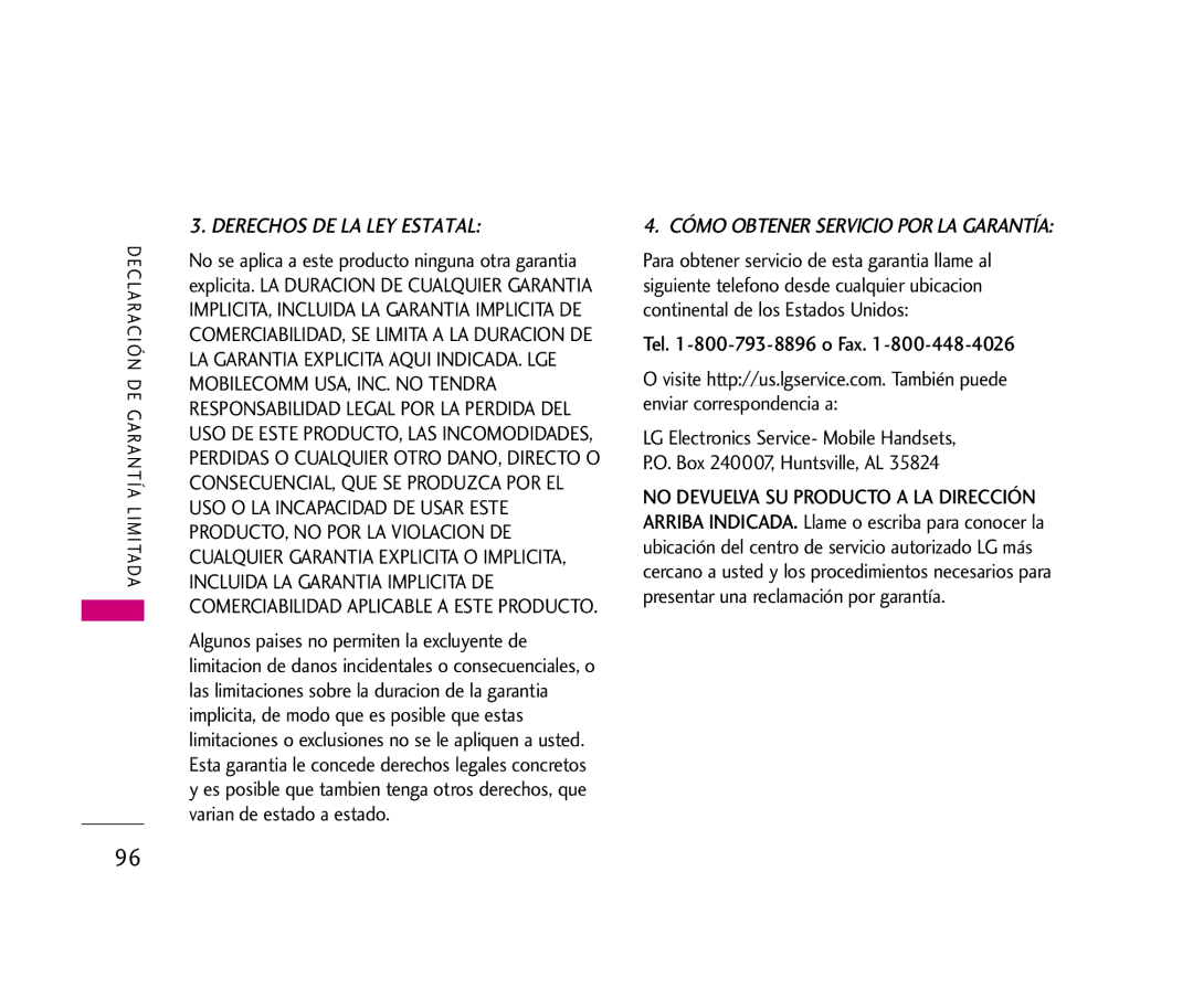 LG Electronics AX245 manual Derechos DE LA LEY Estatal 