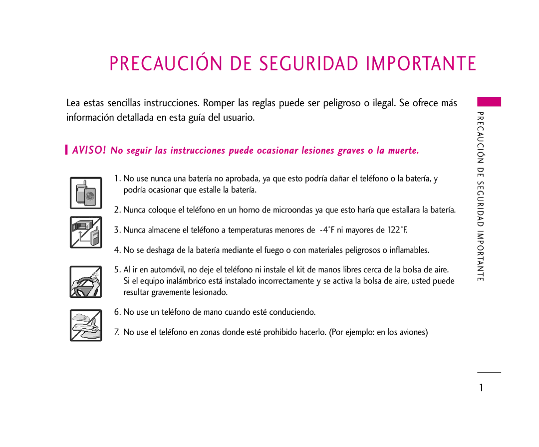 LG Electronics AX245 manual Precaución DE Seguridad Importante 