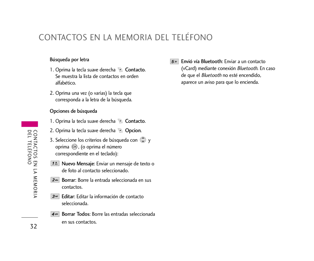 LG Electronics AX245 manual Contactos EN LA Memoria DEL Teléfono 