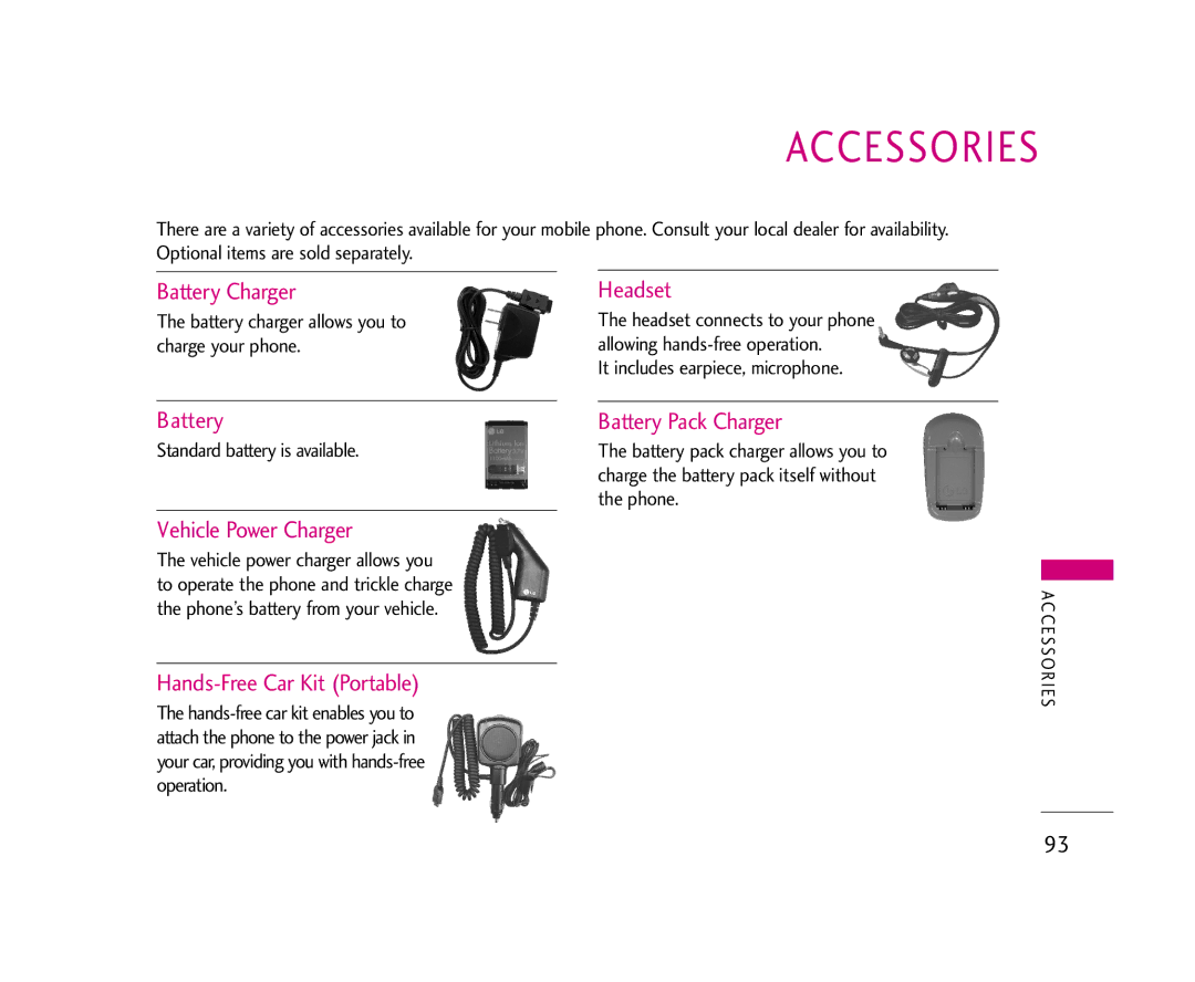 LG Electronics AX245 manual Accessories 