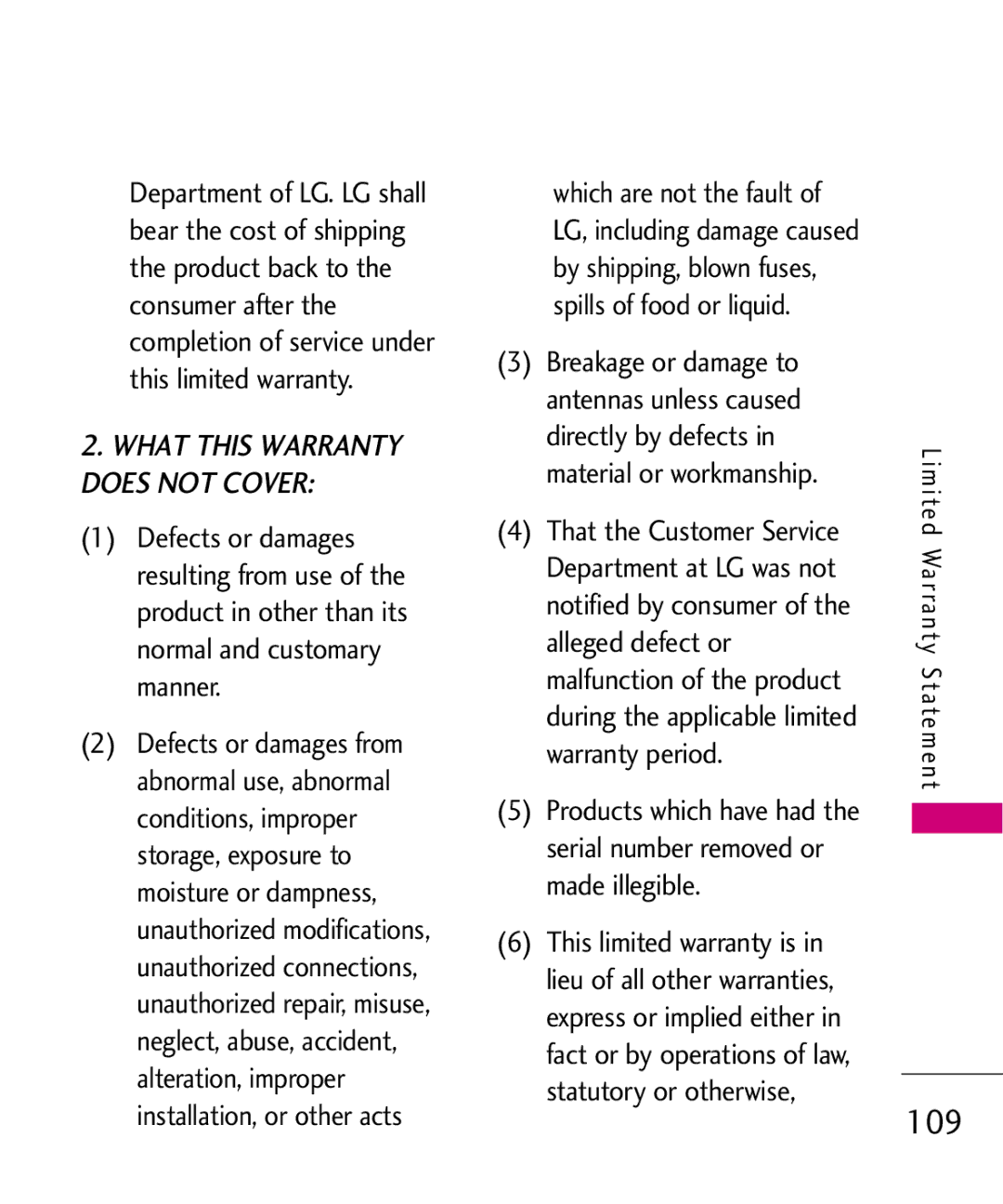 LG Electronics AX260 manual 109 