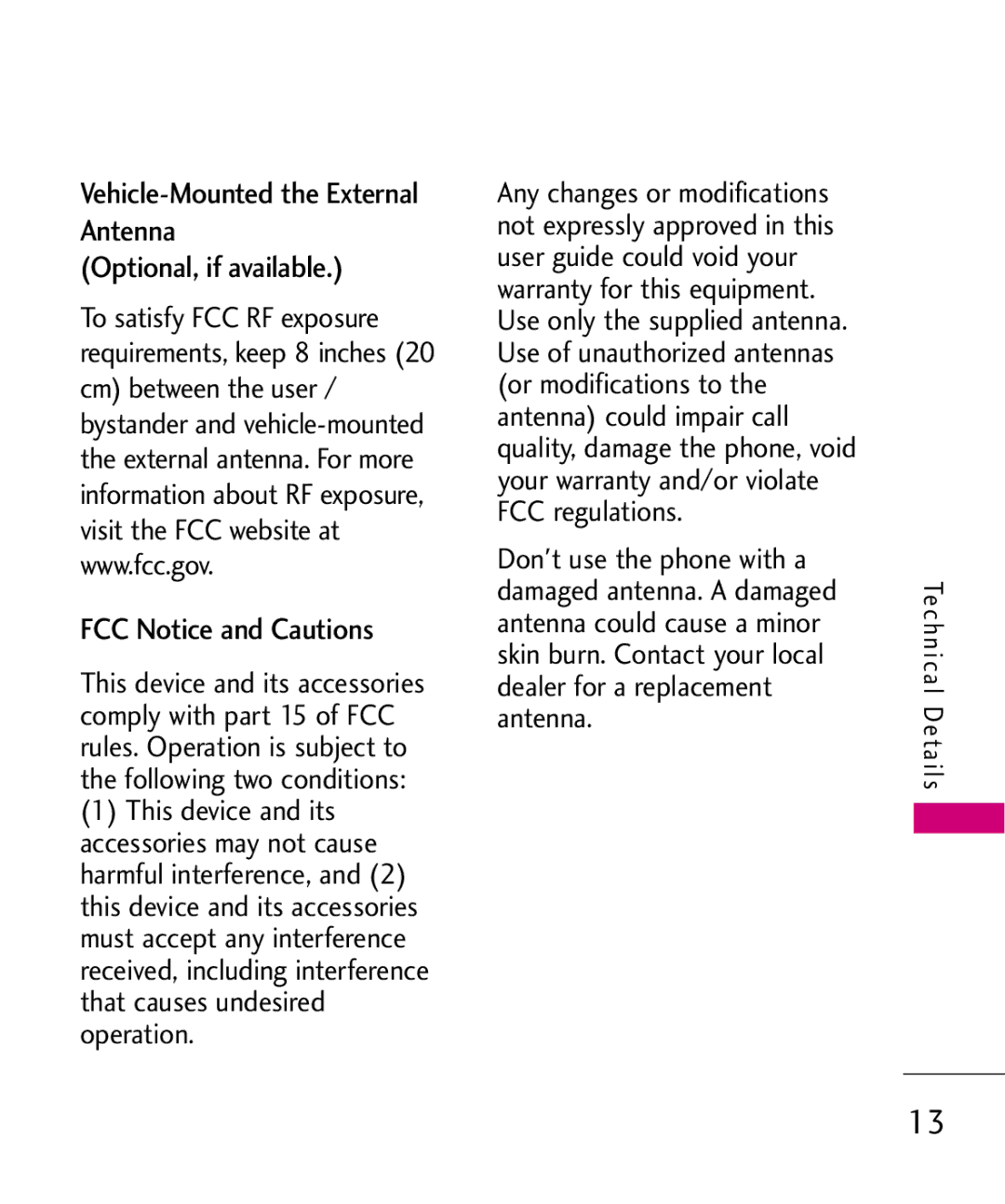 LG Electronics AX260 manual Technical Details 