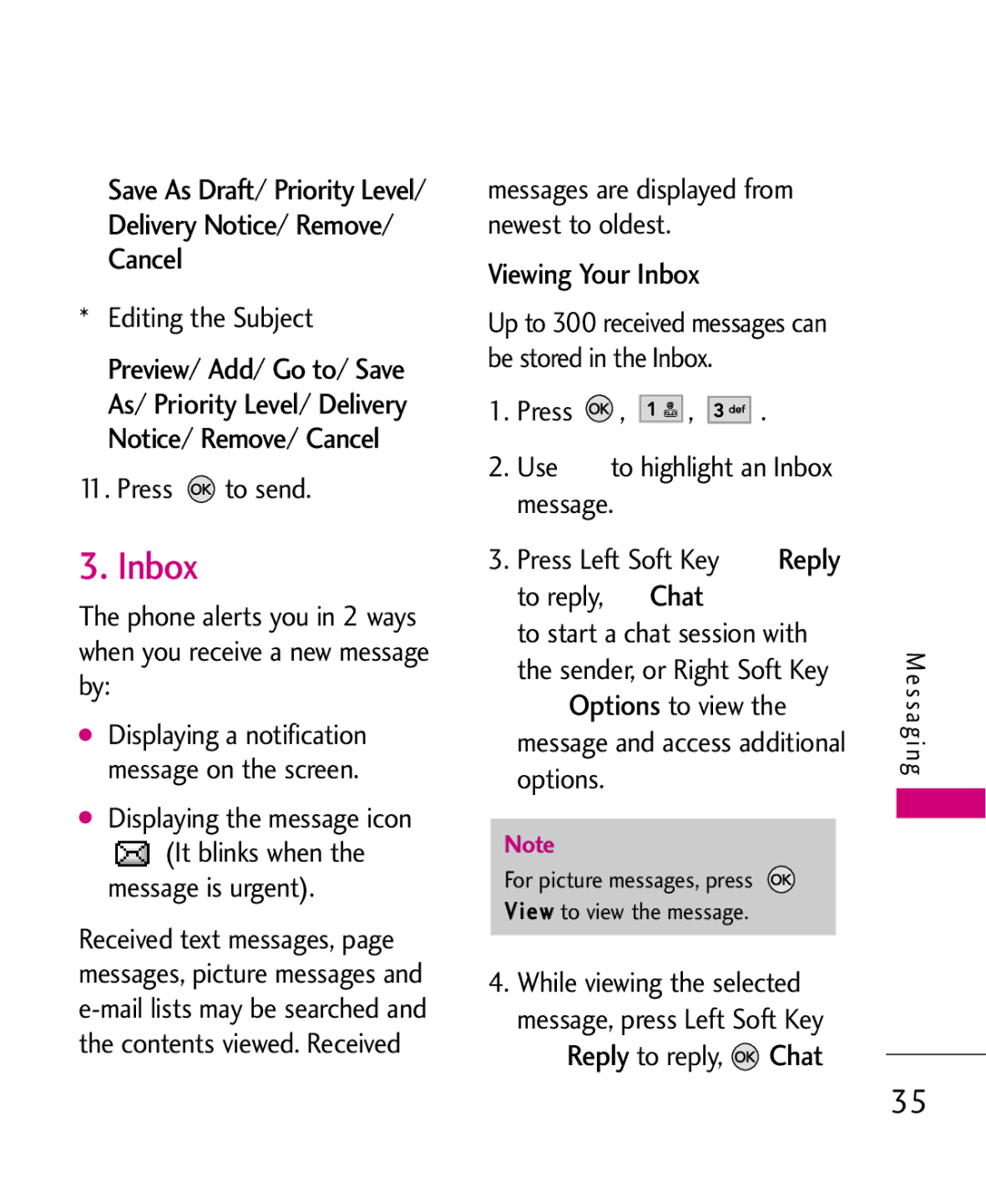 LG Electronics AX260 manual Delivery Notice/ Remove Cancel, Viewing Your Inbox 