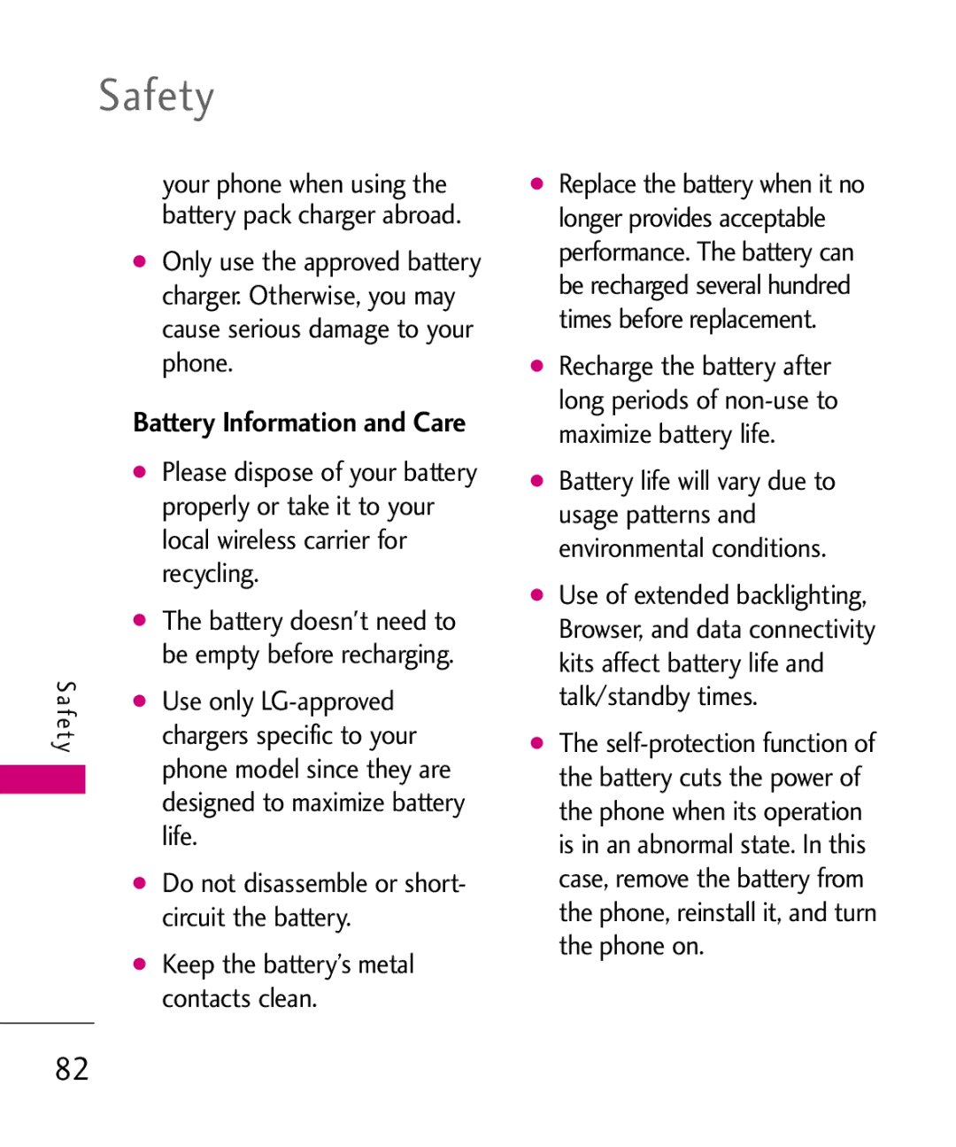 LG Electronics AX260 manual Properly or take it to your, Local wireless carrier for, Recycling, Use only LG-approved, Life 