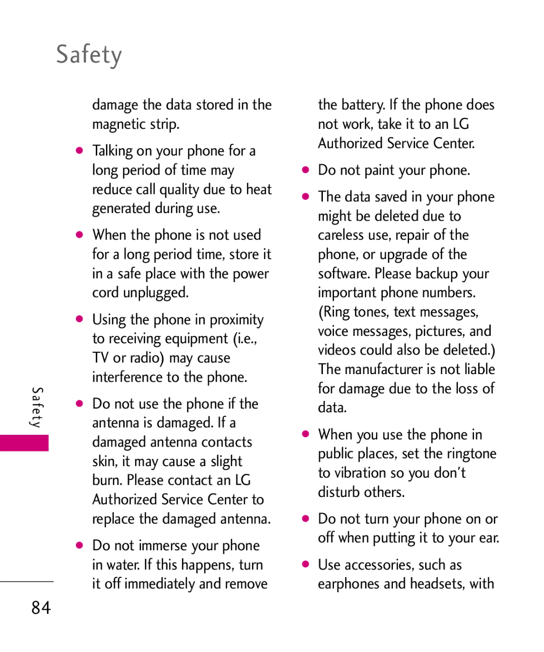 LG Electronics AX260 Magnetic strip, Long period of time may, Generated during use, Cord unplugged, TV or radio may cause 