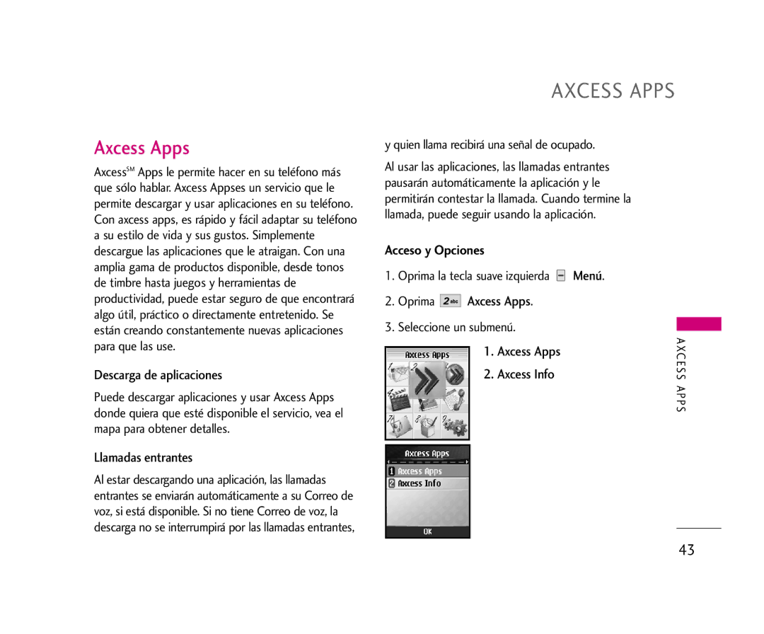 LG Electronics AX275 manual Axcess Apps 