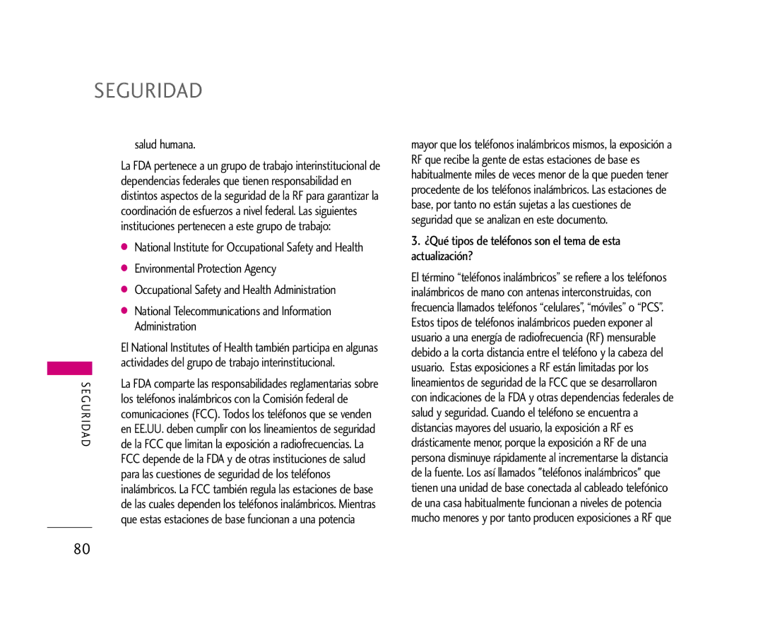 LG Electronics AX275 manual Salud humana, ¿Qué tipos de teléfonos son el tema de esta actualización? 