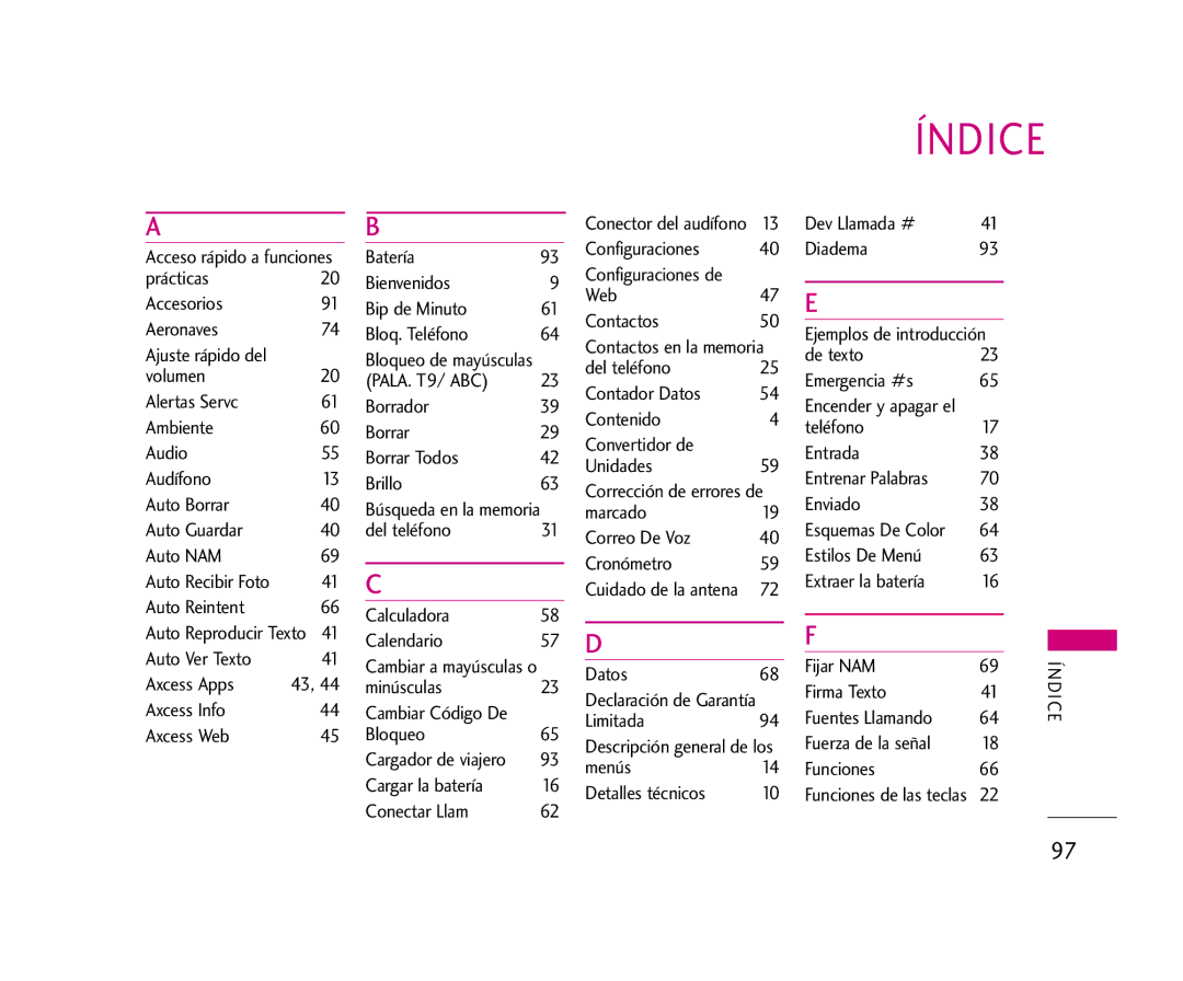 LG Electronics AX275 manual Índice 