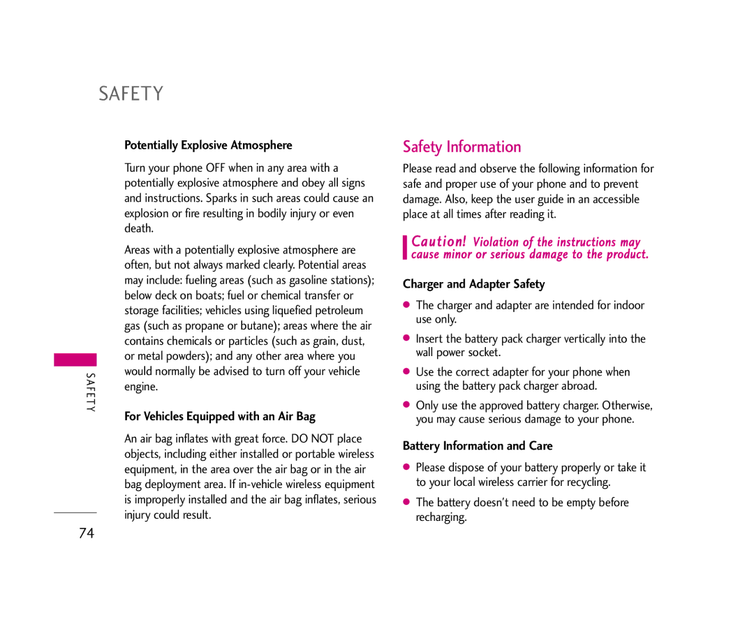 LG Electronics AX275 manual Safety Information 