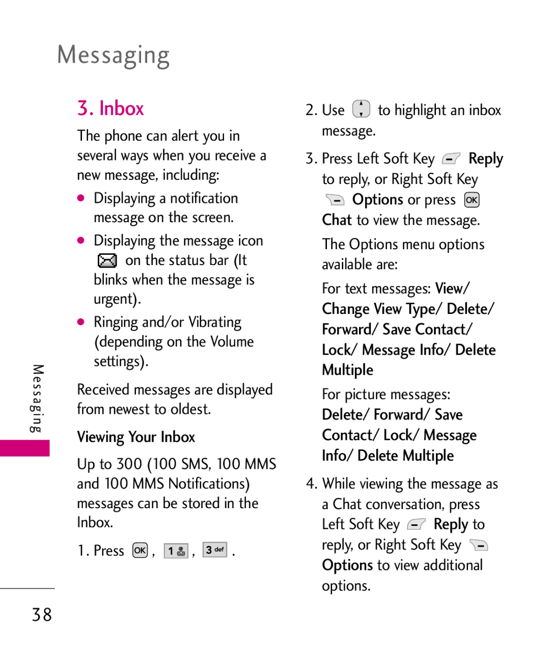 LG Electronics AX310, MMBB0347401 manual Viewing Your Inbox 