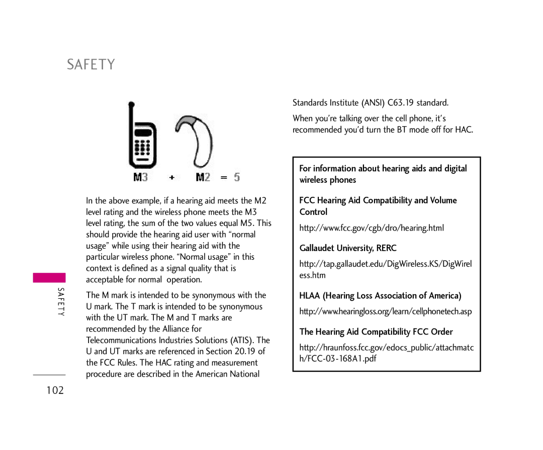 LG Electronics AX355 manual Usage while using their hearing aid with, Context is defined as a signal quality that is 