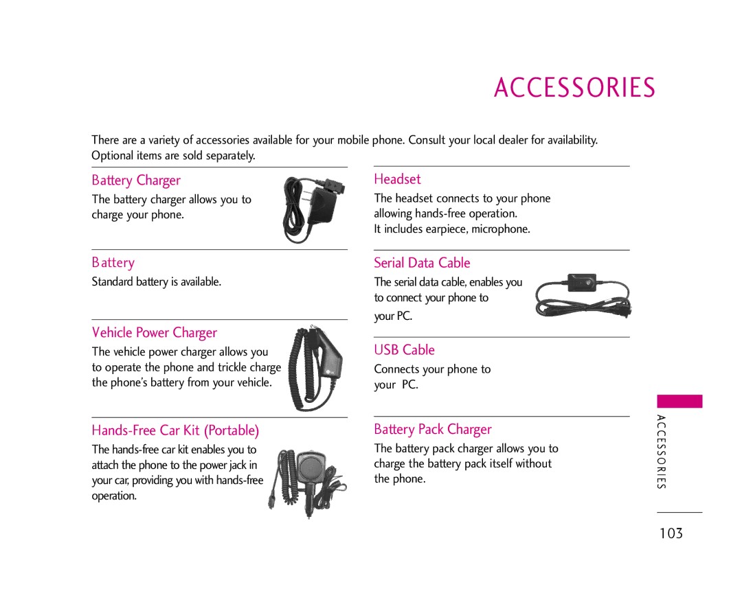 LG Electronics AX355 manual Accessories 