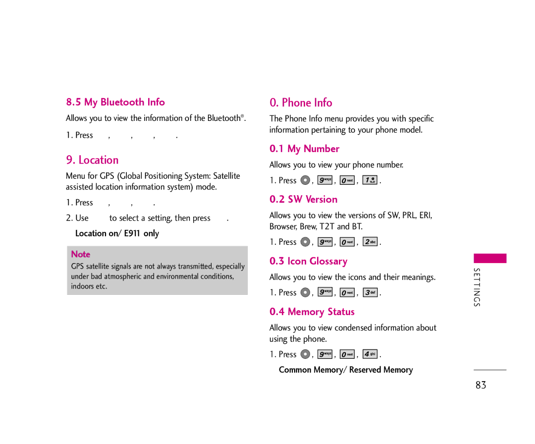 LG Electronics AX355 manual Location, Phone Info 