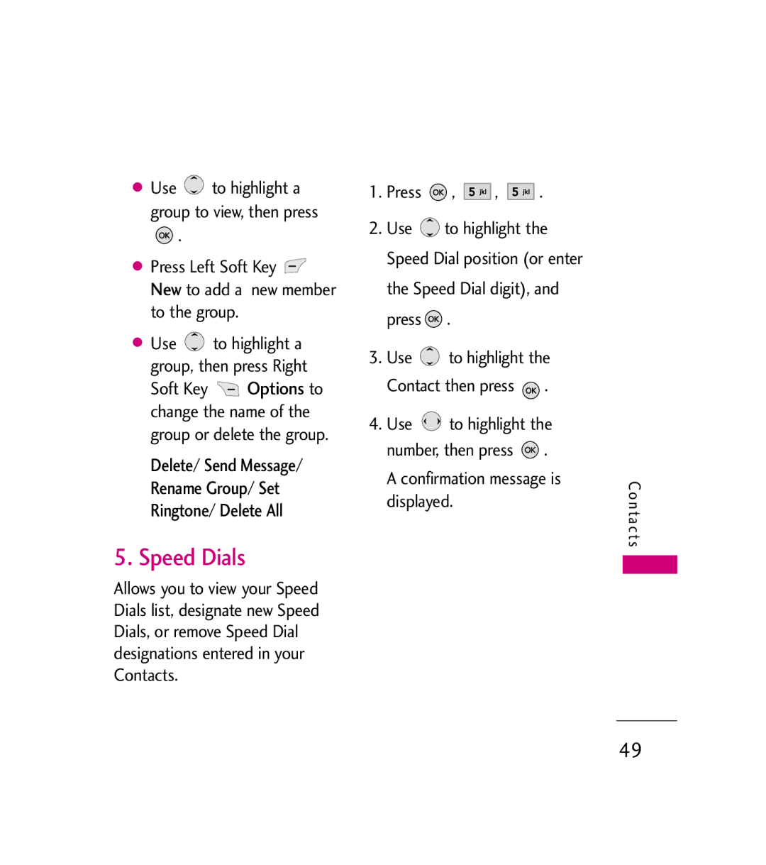 LG Electronics AX380 manual Speed Dials 