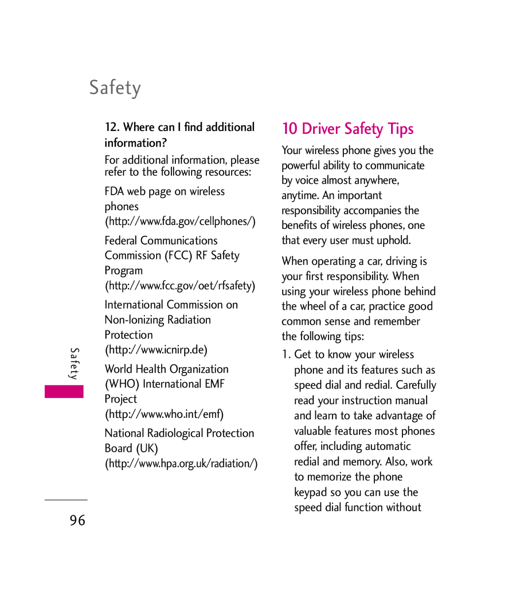 LG Electronics AX380 manual Driver Safety Tips, Information? 