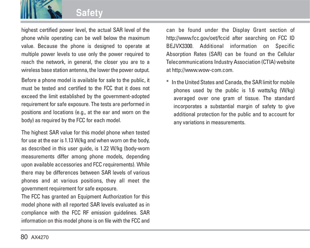 LG Electronics AX4270 manual Safety 