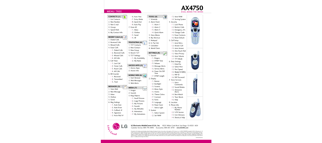 LG Electronics AX4750 specifications ’ s 