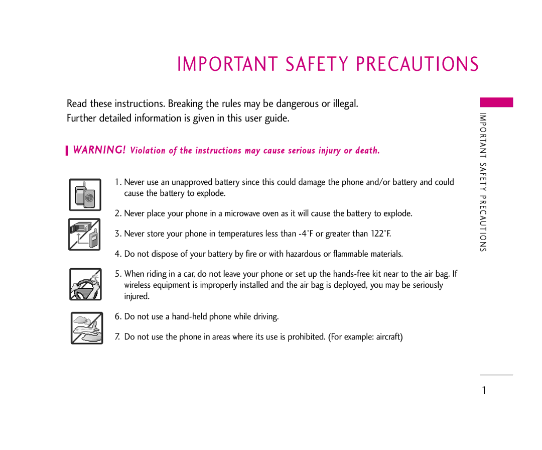 LG Electronics AX490 manual Important Safety Precautions 