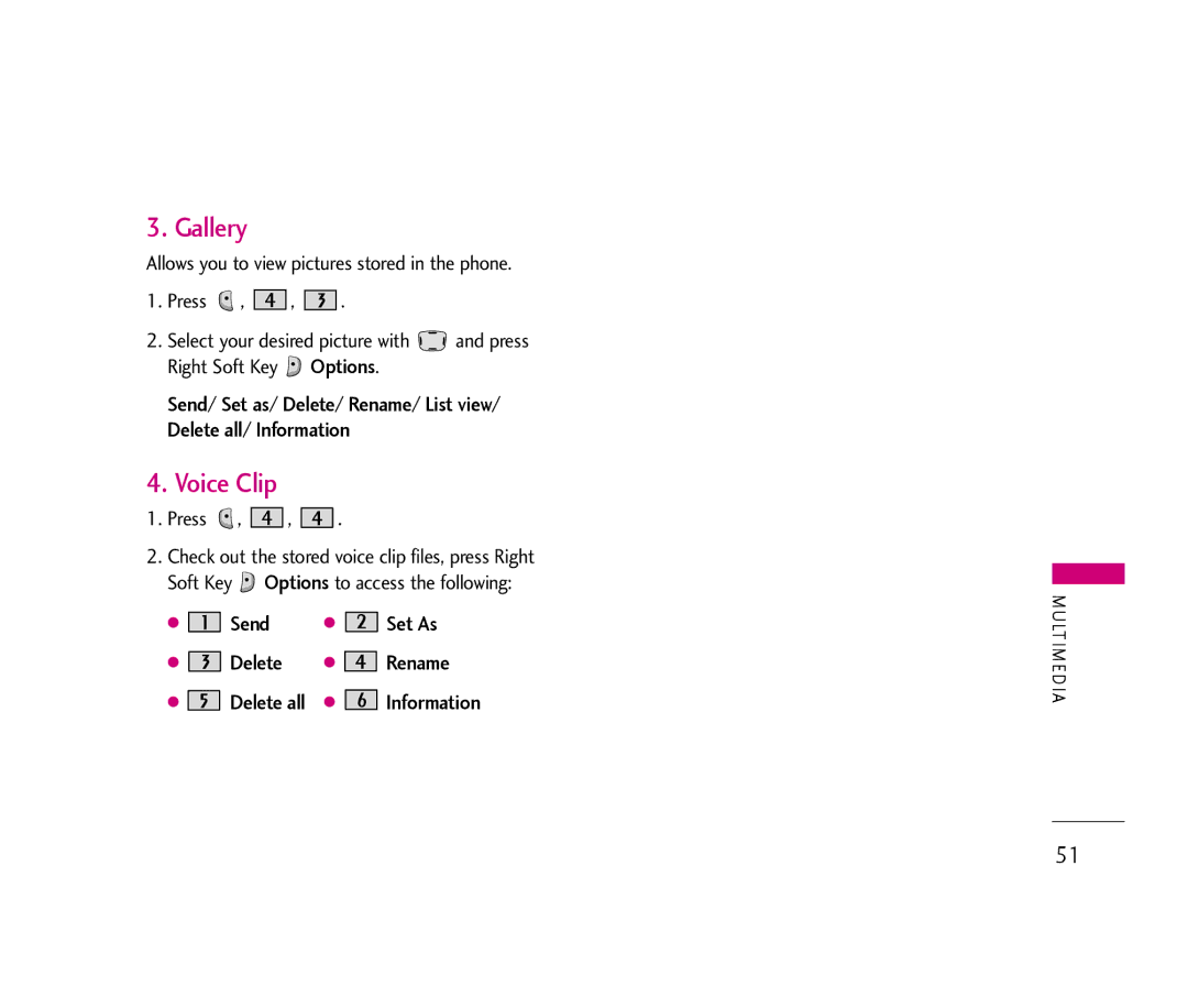 LG Electronics AX490 manual Gallery, Voice Clip 