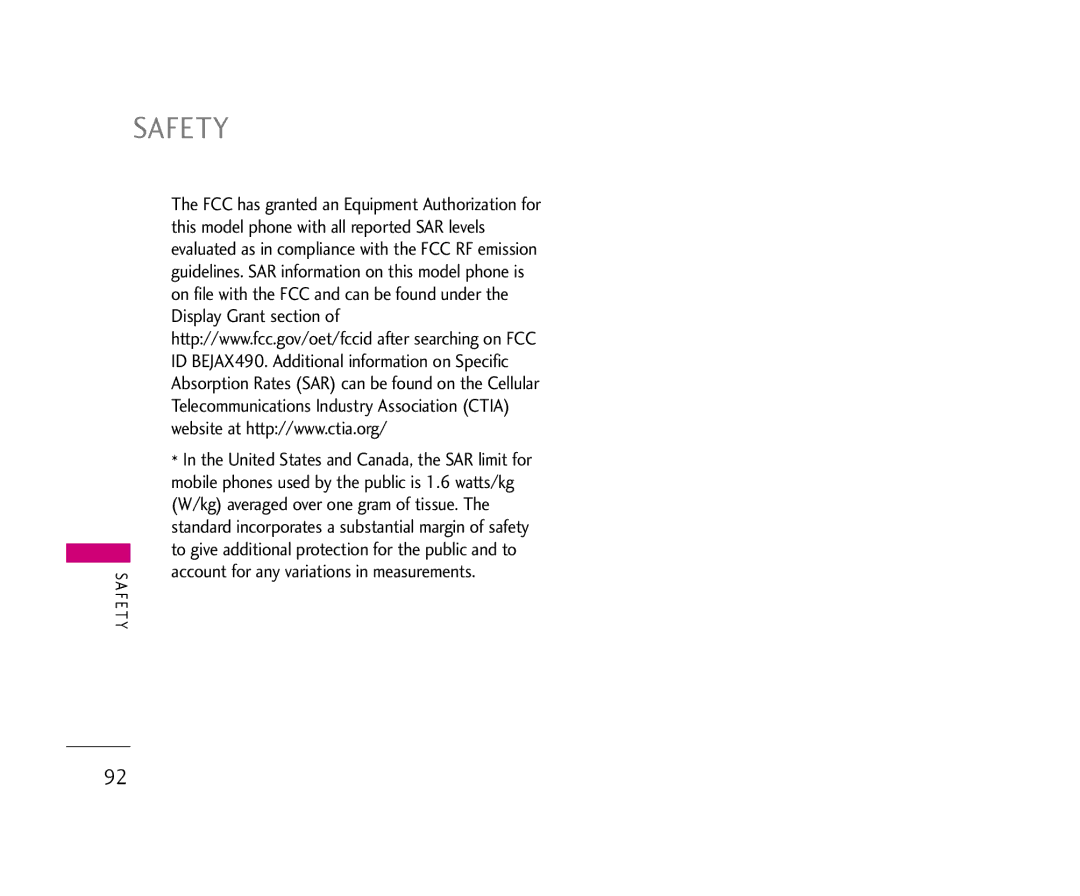 LG Electronics AX490 manual Safety 