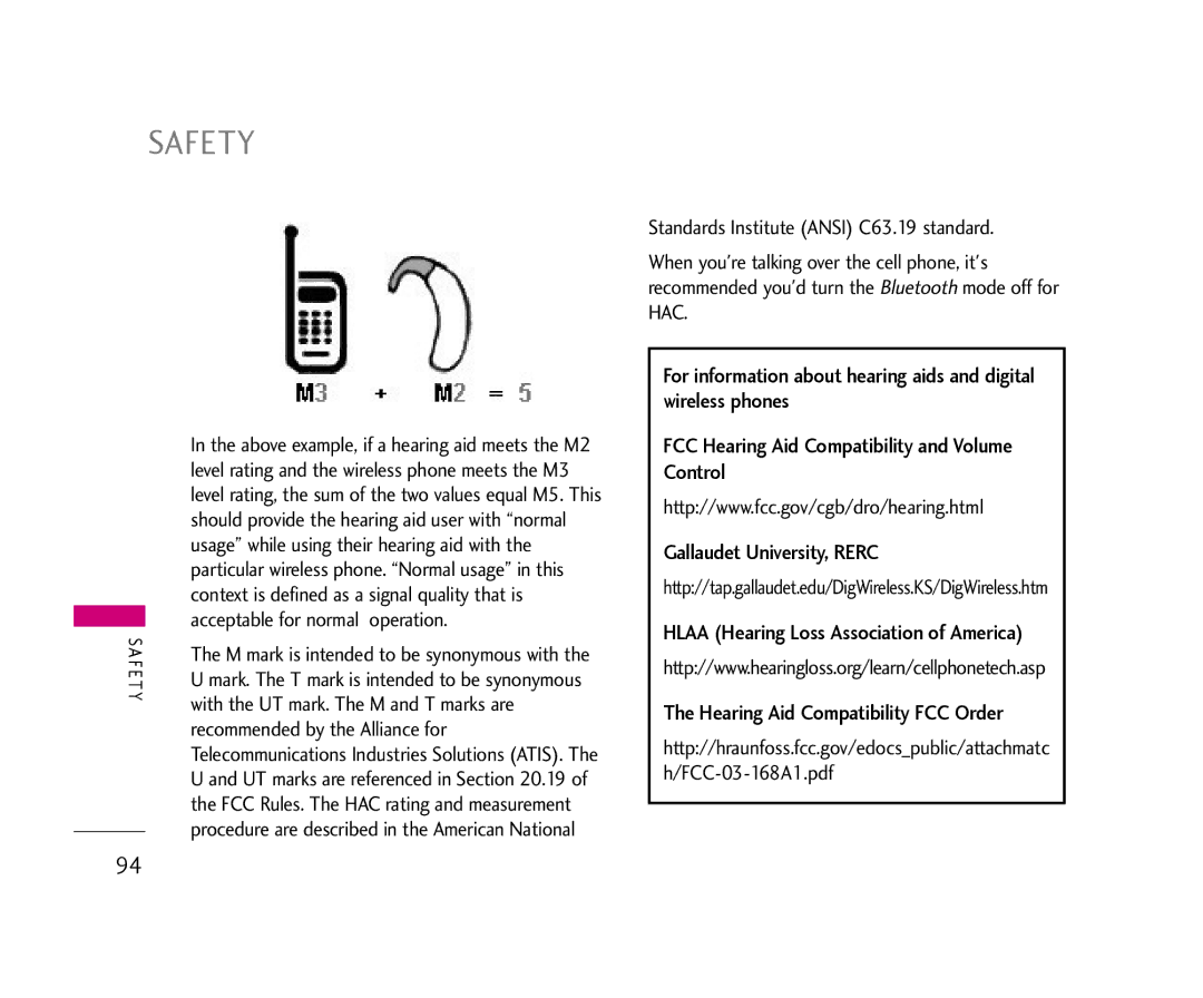 LG Electronics AX490 manual Usage while using their hearing aid with, Context is defined as a signal quality that is 