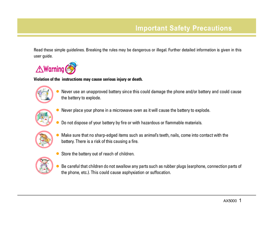 LG Electronics AX5000 manual Important Safety Precautions 