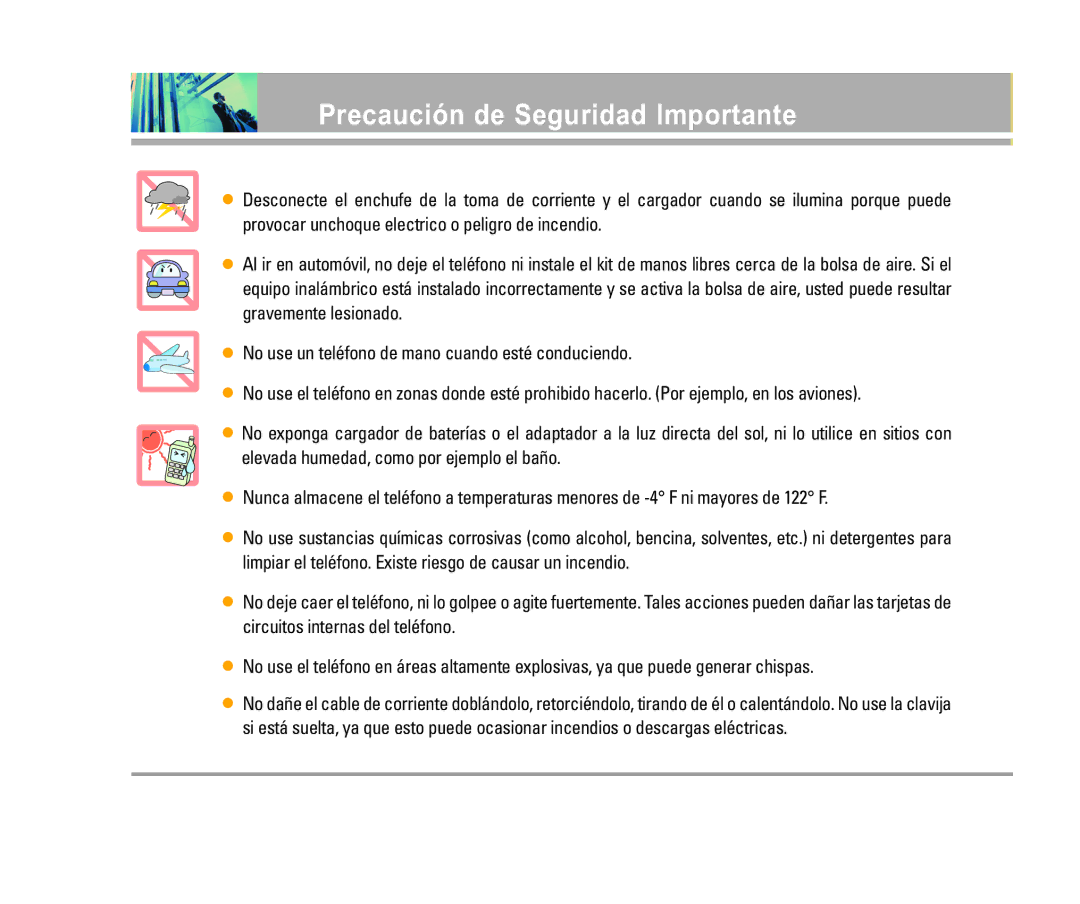 LG Electronics AX5000 manual Precaución de Seguridad Importante 