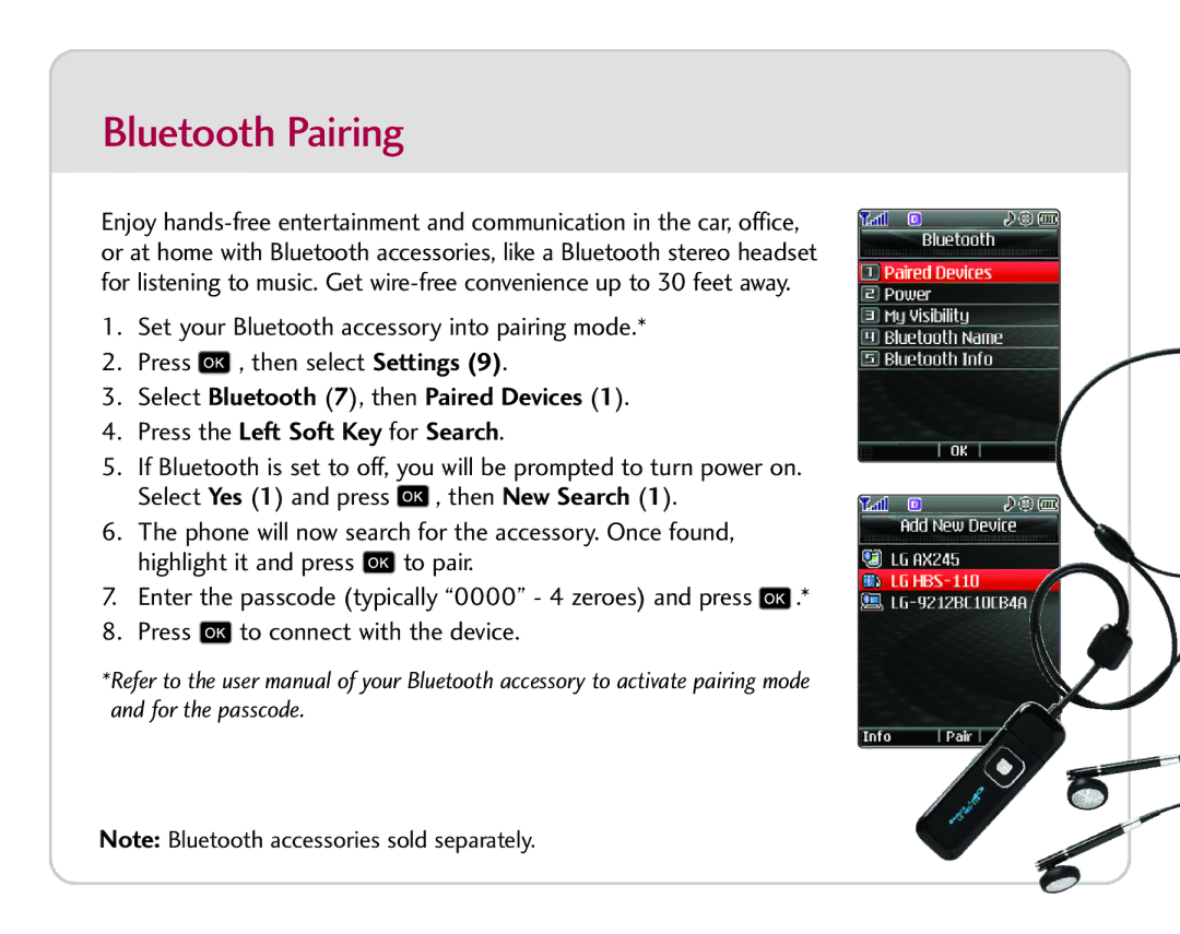 LG Electronics AX8600 quick start Bluetooth Pairing 