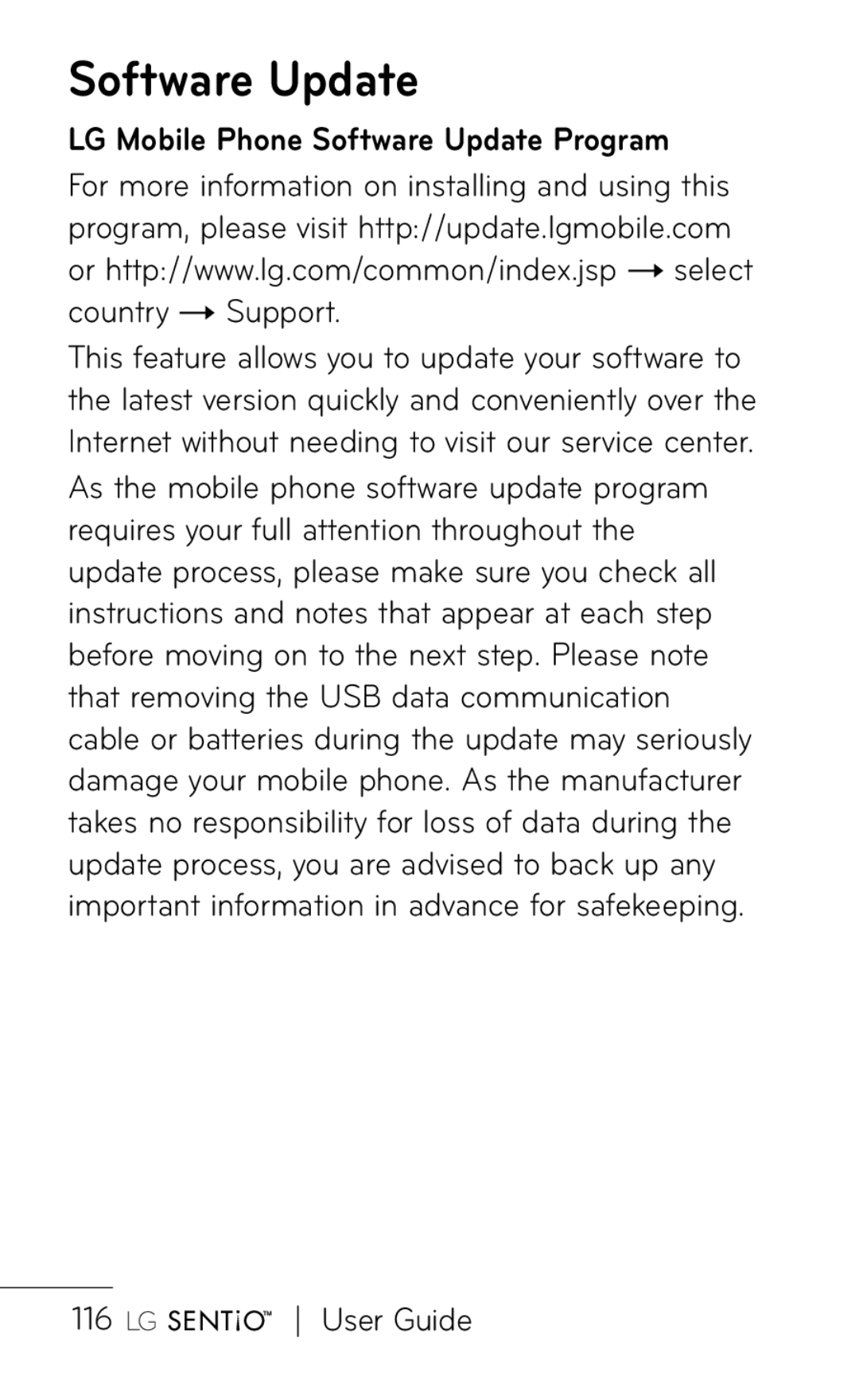 LG Electronics B016222 manual LG Mobile Phone Software Update Program 