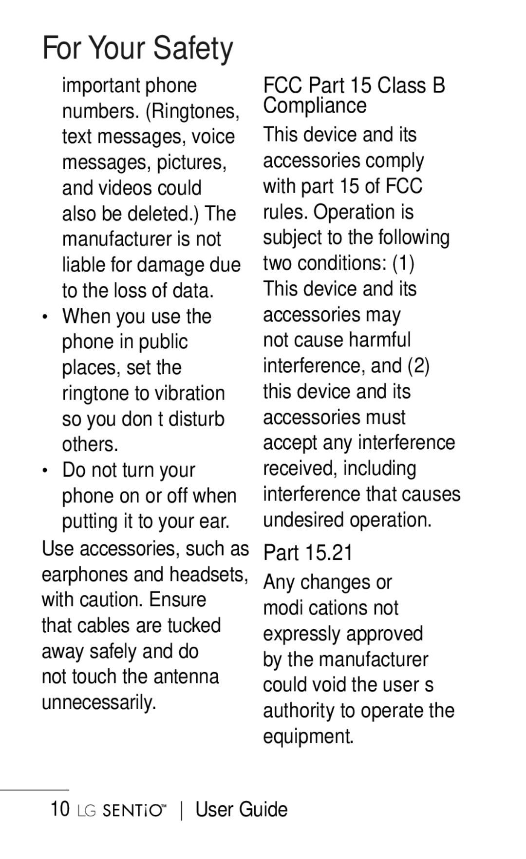 LG Electronics B016222 manual FCC Part 15 Class B Compliance 