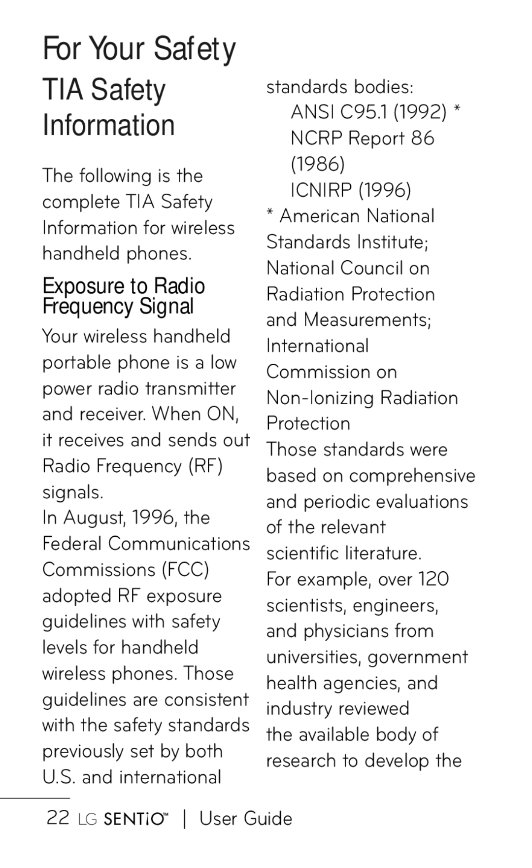 LG Electronics B016222 manual Exposure to Radio, Frequency Signal 