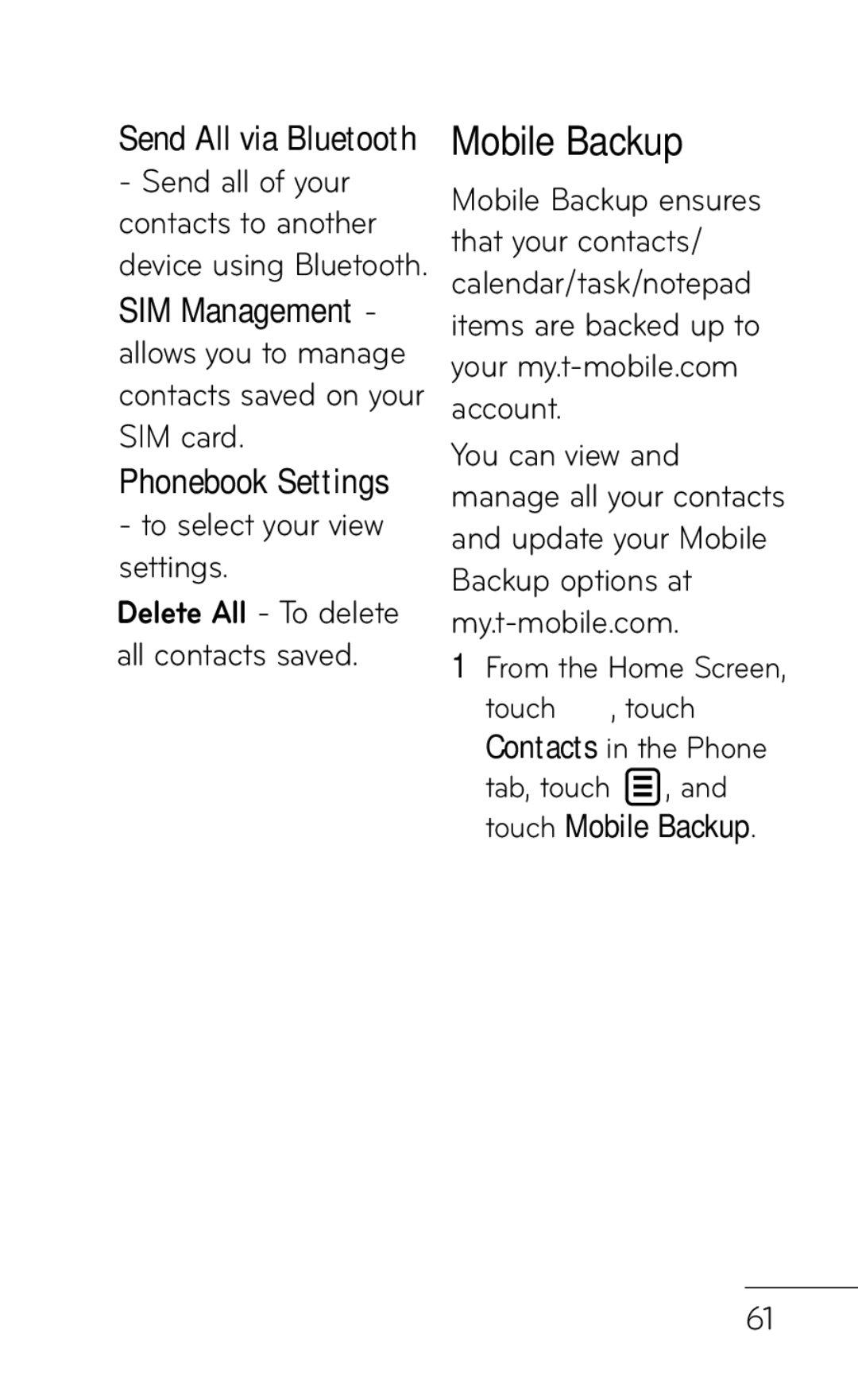 LG Electronics B016222 manual Mobile Backup, To select your view settings 