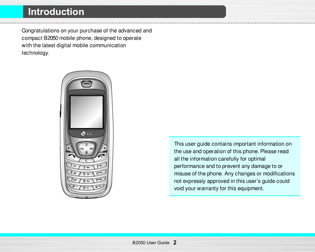 LG Electronics B2050 manual Introduction 