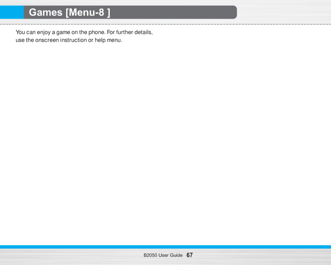 LG Electronics B2050 manual Games Menu-8 