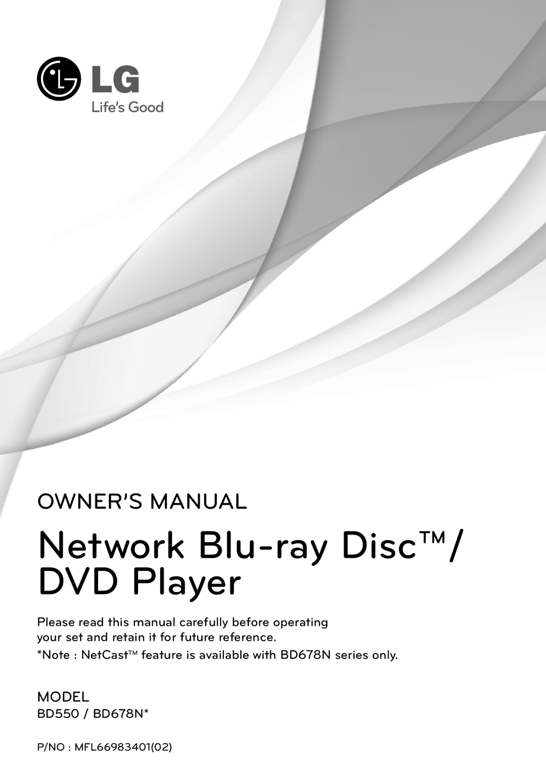 LG Electronics BD678N, BD550 owner manual Network Blu-ray Disc/ DVD Player 