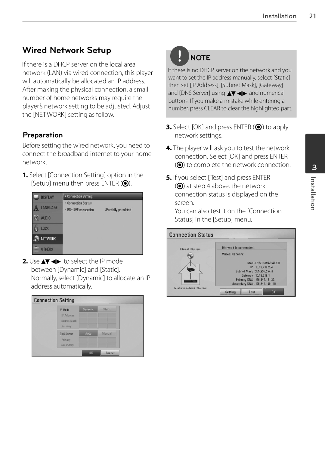 LG Electronics BD678N, BD550 owner manual Wired Network Setup, Preparation 