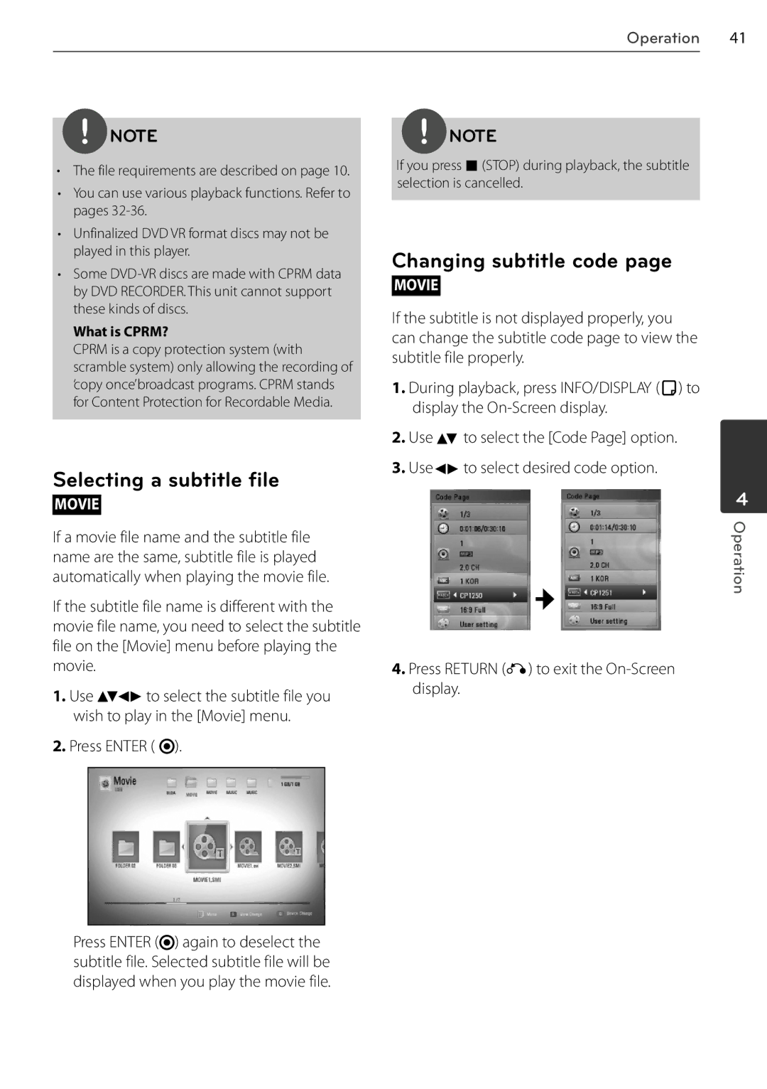 LG Electronics BD678N, BD550 owner manual Selecting a subtitle file, Changing subtitle code 