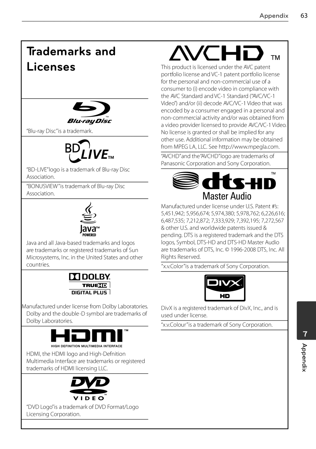 LG Electronics BD678N, BD550 owner manual Trademarks Licenses, For the personal and non-commercial use of a 