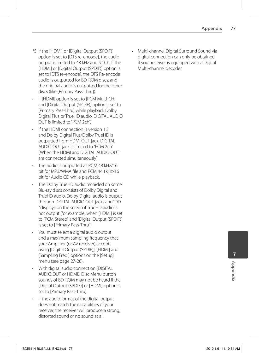 LG Electronics BD550 owner manual If the Hdmi or Digital Output Spdif 