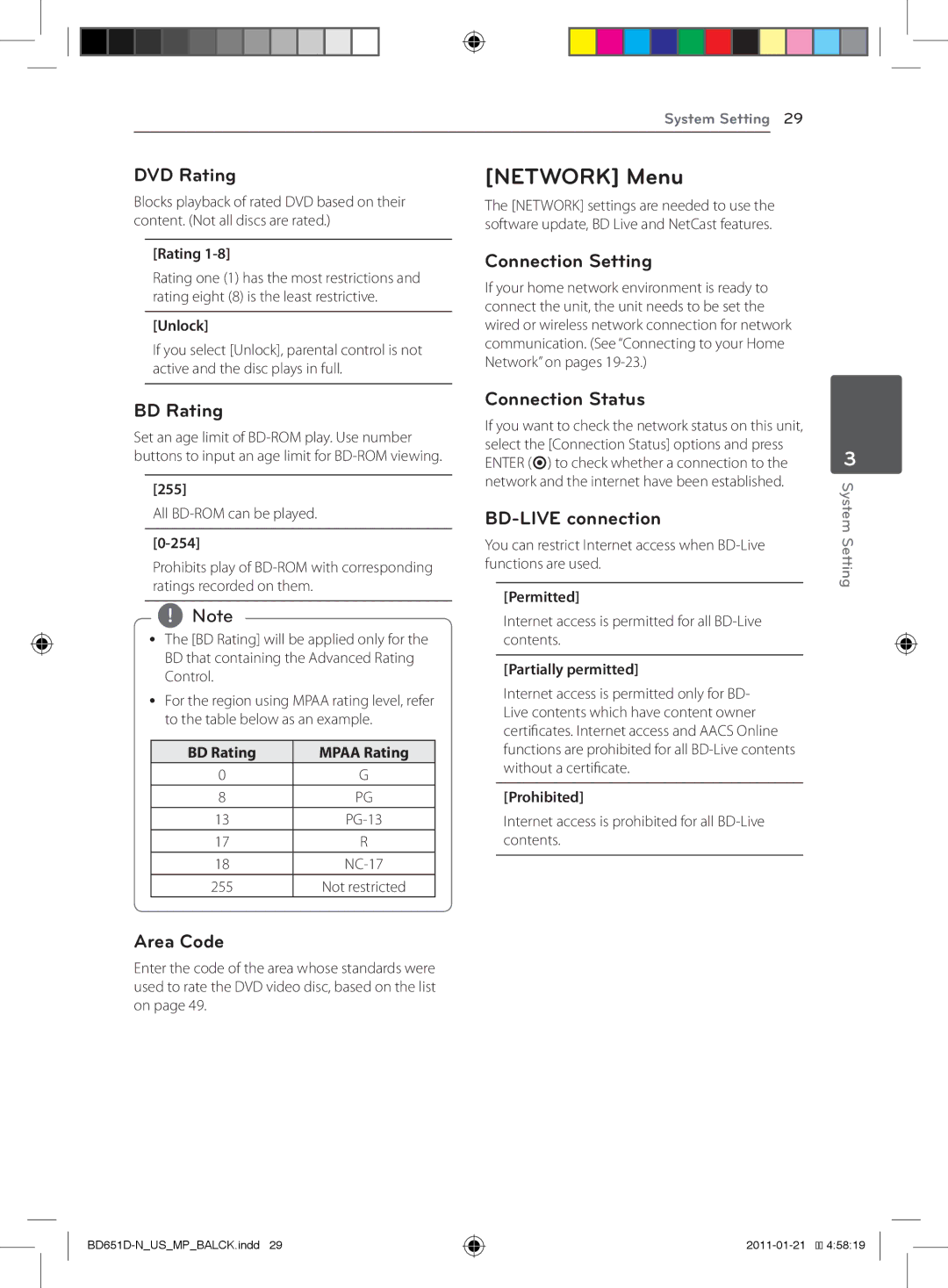 LG Electronics BD640 owner manual Network Menu 