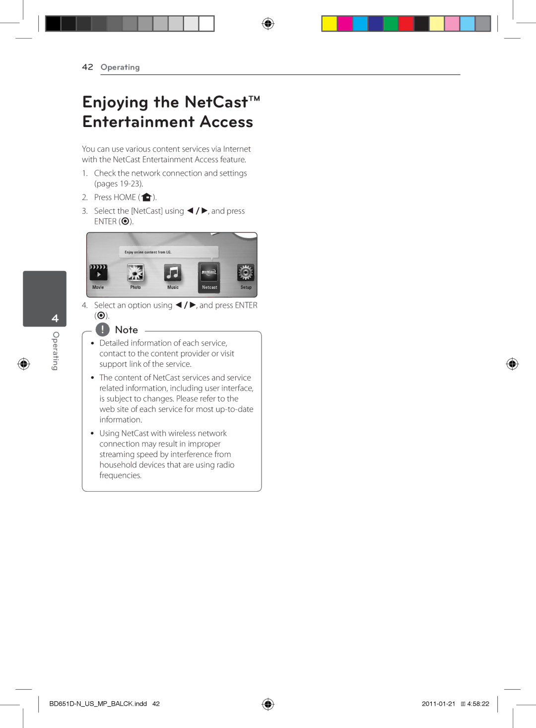 LG Electronics BD640 owner manual Enjoying the NetCast Entertainment Access 